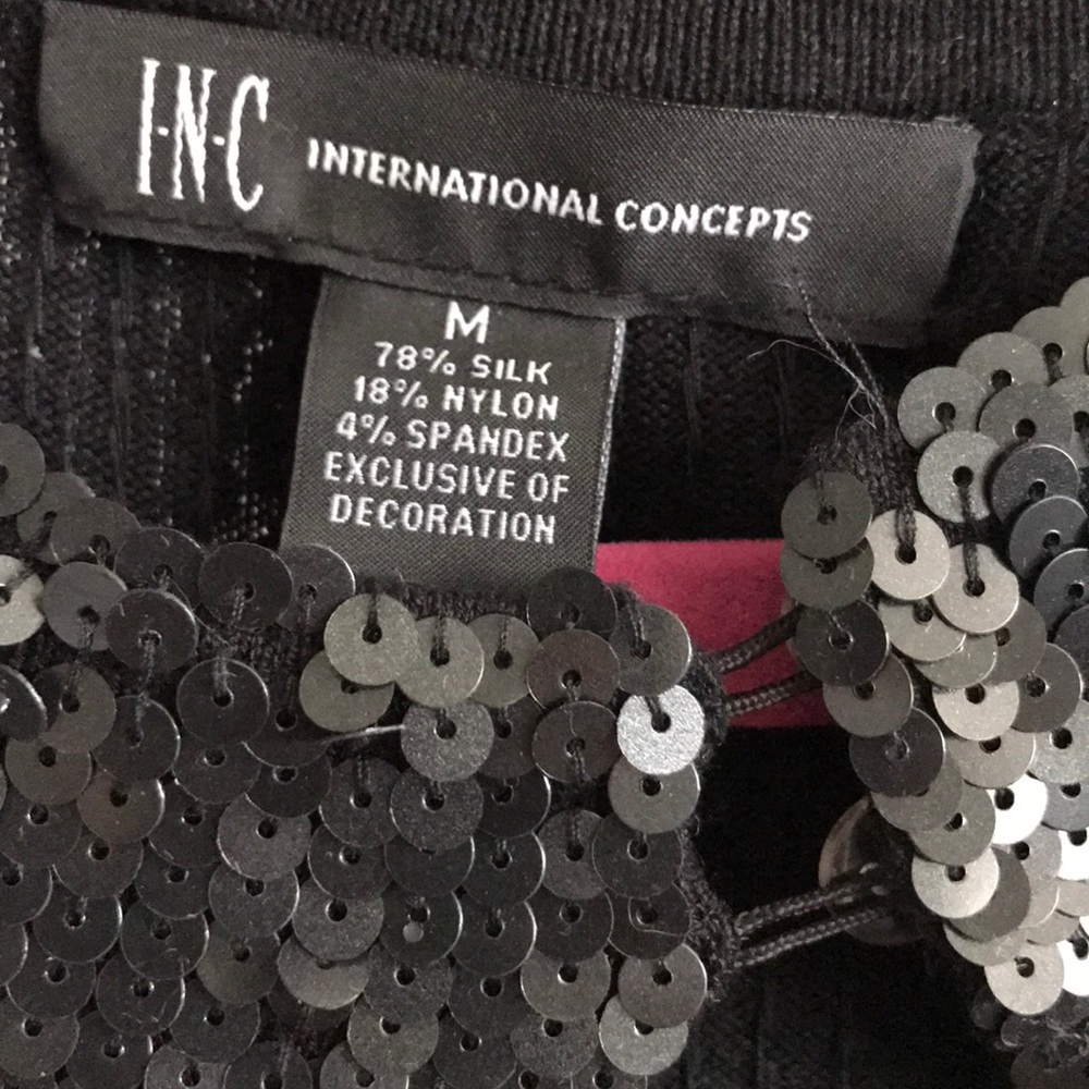 INC International Concepts Black Sequined Cardigan - Picture 2 of 7